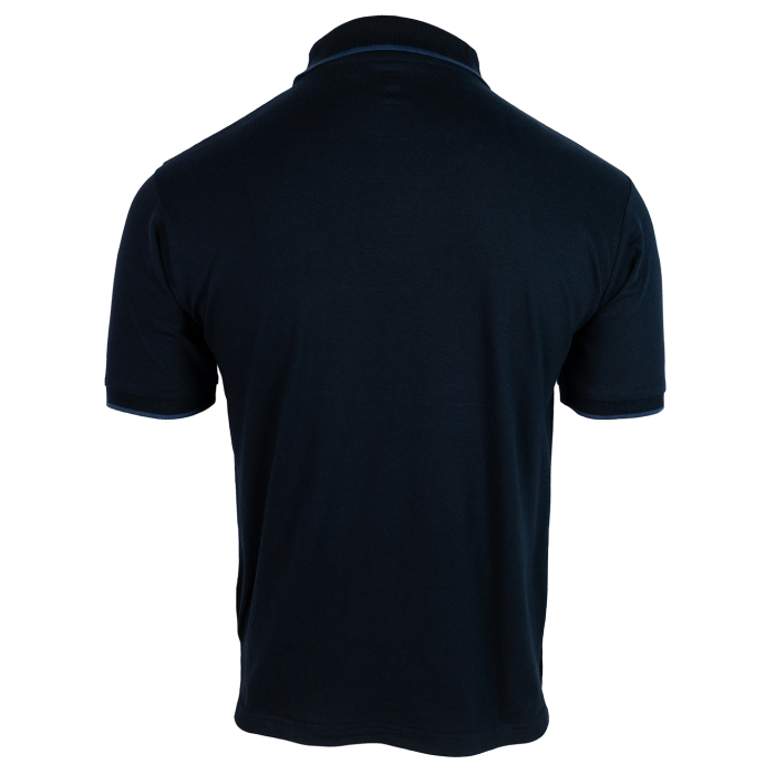 150 Year Crest Stripe Collar Waffle Polo Navy