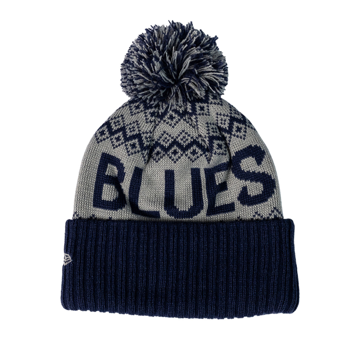 Youth New Era Fair Isle Bobble Beanie Grey/Blue