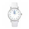 Womens White Leather Small Badge Watch