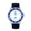 Mens Blue Leather Small Badge Watch
