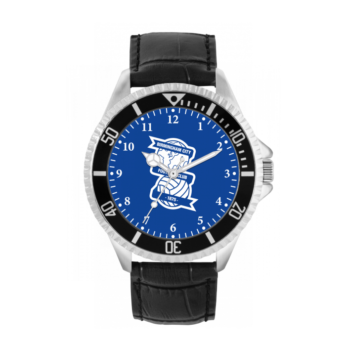 Mens Black Leather Royal Face Watch