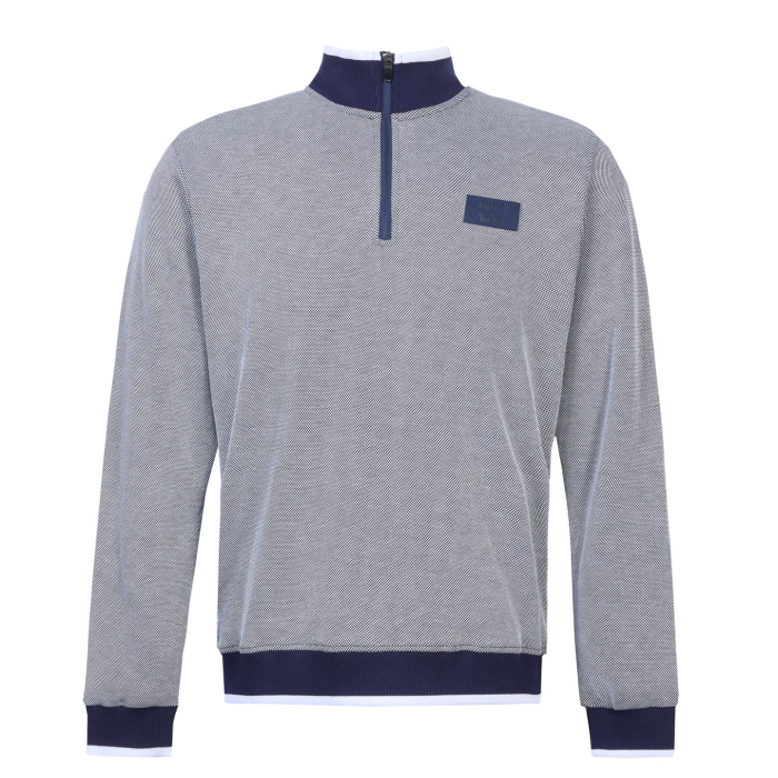 Suede Patch Funnel Neck