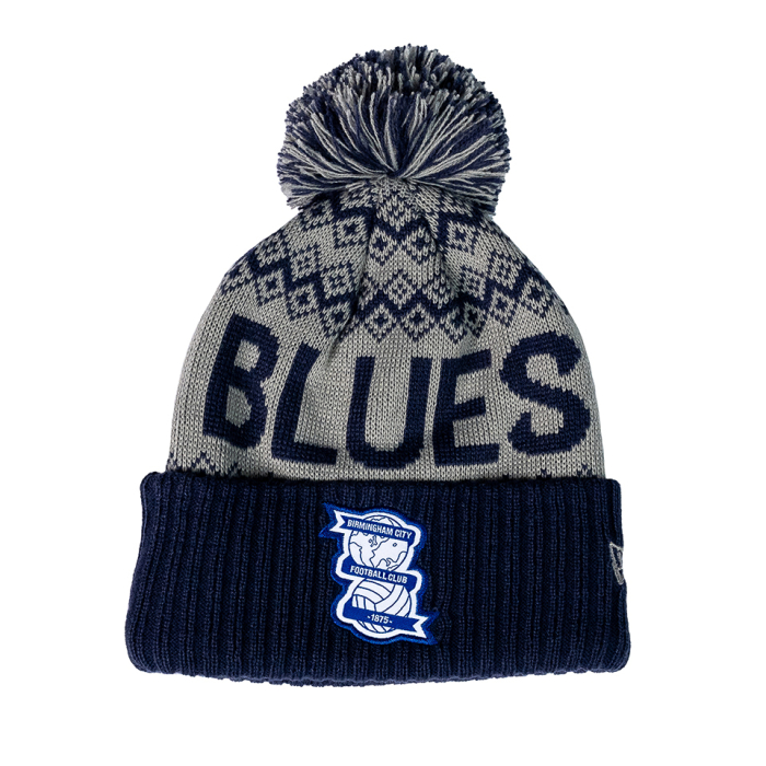 Youth New Era Fair Isle Bobble Beanie Grey/Blue