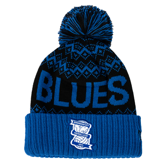 Youth New Era Fair Isle Bobble Beanie Royal/Black